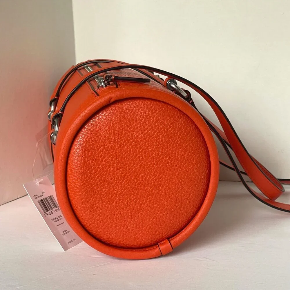 Coach Barrel Shoulder Bag Coachtopia Leather CT382 Medium Top Zip Sun Orange - Picture 7 of 10